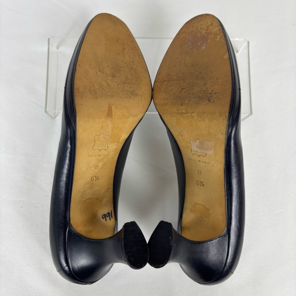Donna Karen New York Pumps Leather Sleek Classic Sculpture Heel Black Size 6.5B - Picture 11 of 16